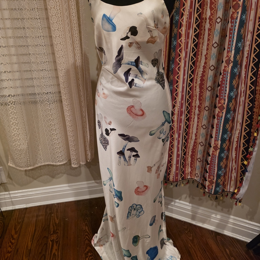 Micas Mushroom Print Satin Slip Maxi Dress – Inspired